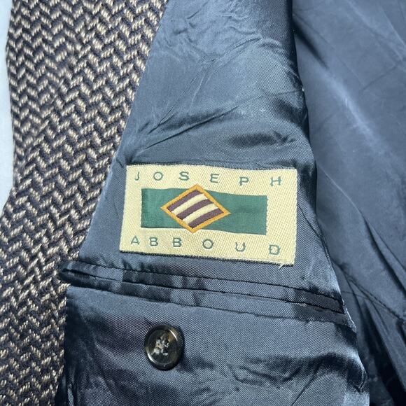 Vintage Joseph Abboud Size 48L Brown Blazer 100% Wool Sport Coat Union Made USA - Picture 6 of 16